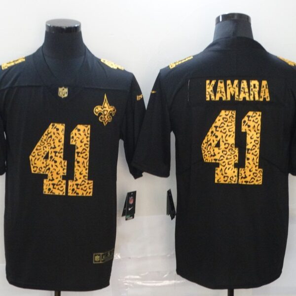 Men’s New Orleans Saints #41 Alvin Kamara Black Leopard Print Fashion Vapor Limited Nike NFL Jersey
