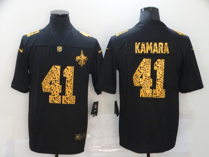 Men’s New Orleans Saints #41 Alvin Kamara Black Leopard Print Fashion Vapor Limited Nike NFL Jersey