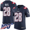 Nike Patriots #28 James White Navy Blue Men’s Stitched NFL Limited Rush 100th Season Jersey