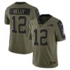 Men’s Buffalo Bills #12 Jim Kelly Nike Olive 2021 Salute To Service Retired Player Limited Jersey