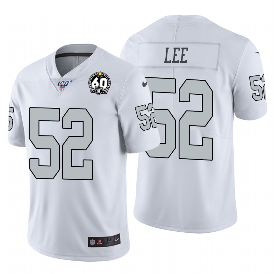 Nike Raiders #52 Marquel Lee White 60th Anniversary Patch Men’s Stitched NFL 100 Limited Color Rush Jersey