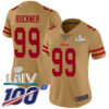 Nike 49ers #99 DeForest Buckner Gold Super Bowl LIV 2020 Women’s Stitched NFL Limited Inverted Legend 100th Season Jersey