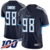 Nike Titans #98 Jeffery Simmons Navy Blue Team Color Men’s Stitched NFL 100th Season Vapor Limited Jersey