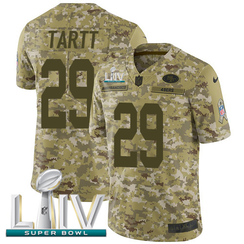 Nike 49ers #29 Jaquiski Tartt Camo Super Bowl LIV 2020 Men’s Stitched NFL Limited 2018 Salute To Service Jersey