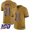 Nike Ravens #21 Mark Ingram II Gold Men’s Stitched NFL Limited Inverted Legend 100th Season Jersey