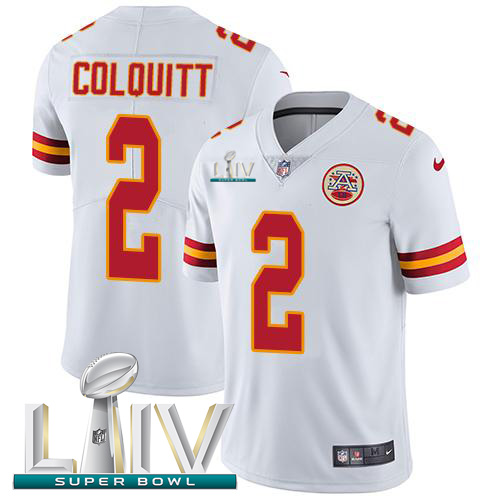 Nike Chiefs #2 Dustin Colquitt White Super Bowl LIV 2020 Men’s Stitched NFL Vapor Untouchable Limited Jersey