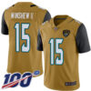 Jaguars #15 Gardner Minshew II Gold Men’s Stitched Football Limited Rush 100th Season Jersey