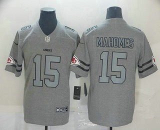 Men’s Kansas City Chiefs #15 Patrick Mahomes 2019 Gray Gridiron Vapor Untouchable Stitched NFL Nike Limited Jersey