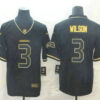 Men’s Seattle Seahawks #3 Russell Wilson Black 100th Season Golden Edition Jersey