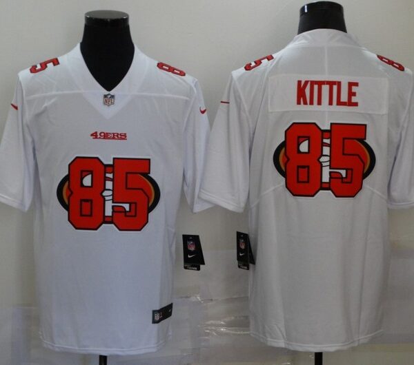 Men’s San Francisco 49ers #85 George Kittle White 2020 Shadow Logo Vapor Untouchable Stitched NFL Nike Limited Jersey