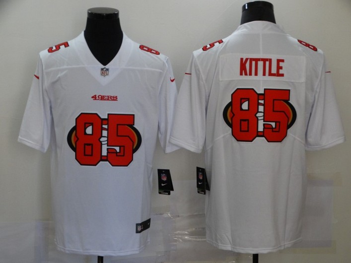 Men’s San Francisco 49ers #85 George Kittle White 2020 Shadow Logo Vapor Untouchable Stitched NFL Nike Limited Jersey