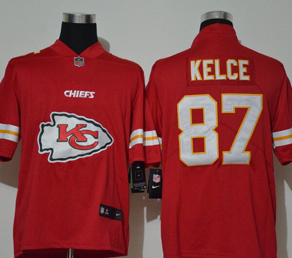 Men’s Kansas City Chiefs #87 Travis Kelce Red 2020 Big Logo Vapor Untouchable Stitched NFL Nike Fashion Limited Jersey
