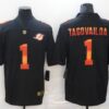 Men’s Miami Dolphins #1 Tua Tagovailoa Black Red Orange Stripe Vapor Limited Nike NFL Jersey