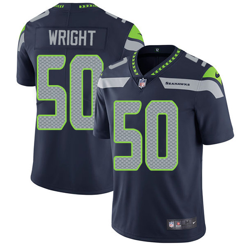 Men’s Seattle Seahawks #50 K.J. Wright Navy Blue Nike NFL Home Vapor Untouchable Limited Jersey