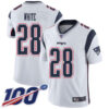 Nike Patriots #28 James White White Men’s Stitched NFL 100th Season Vapor Limited Jersey