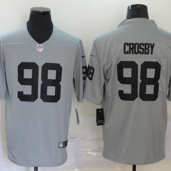 Men’s Las Vegas Raiders #98 Maxx Crosby Grey 2020 Inverted Legend Stitched NFL Nike Limited Jersey