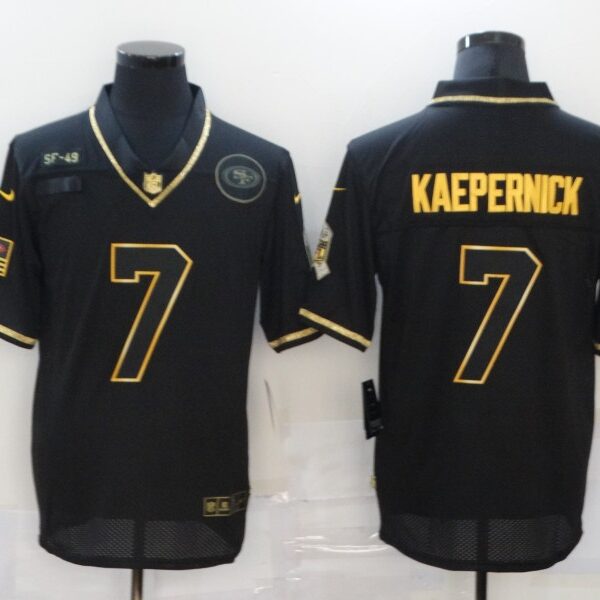Men’s San Francisco 49ers #7 Colin Kaepernick Black Gold 2020 Salute To Service Stitched NFL Nike Limited Jersey