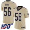 Nike Saints #56 DeMario Davis Gold Men’s Stitched NFL Limited Inverted Legend 100th Season Jersey