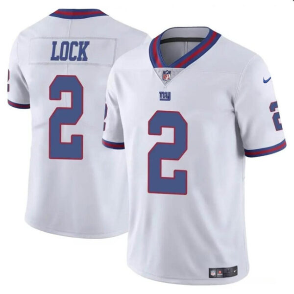 Men’s New York Giants #2 Drew Lock White Limited Football Stitched Jersey