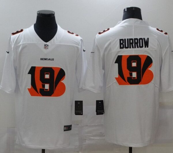 Men’s Cincinnati Bengals #9 Joe Burrow White 2020 Shadow Logo Vapor Untouchable Stitched NFL Nike Limited Jersey