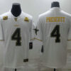 Men’s Dallas Cowboys #4 Dak Prescott White 60th Patch Golden Edition Stitched NFL Nike Limited Jersey