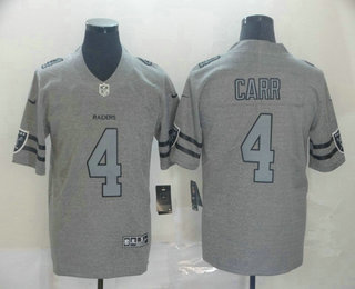 Men’s Oakland Raiders #4 Derek Carr 2019 Gray Gridiron Vapor Untouchable Stitched NFL Nike Limited Jersey