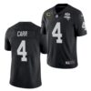 Men’s Oakland Raiders #4 Derek Carr 2020 Inaugural Season Black C Patch Jersey