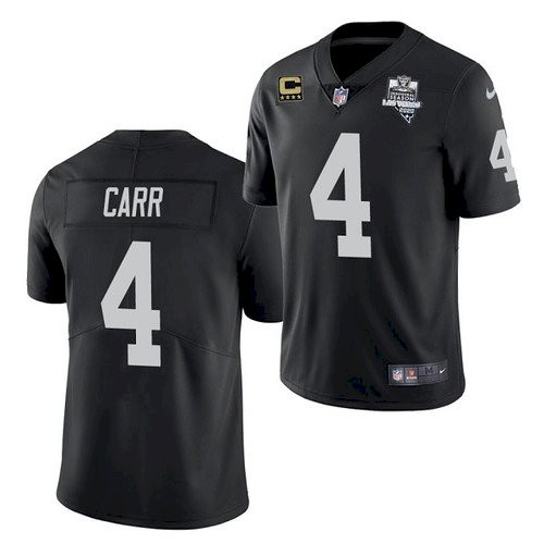 Men’s Oakland Raiders #4 Derek Carr 2020 Inaugural Season Black C Patch Jersey
