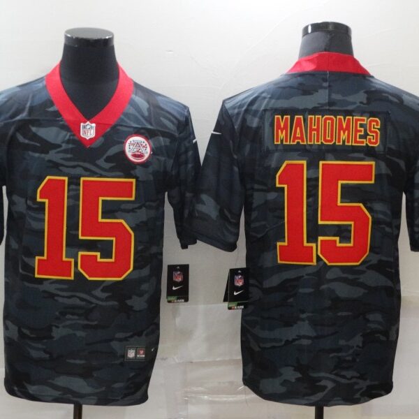 Men’s Kansas City Chiefs #15 Patrick Mahomes 2020 Camo Limited Stitched Nike NFL Jersey