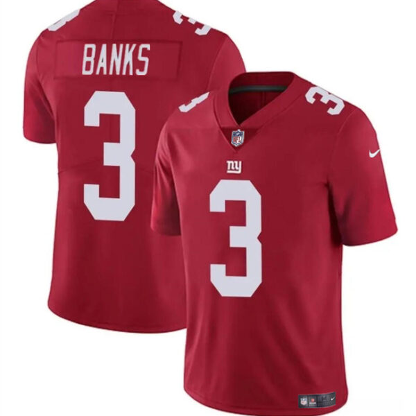 Men’s New York Giants #3 Deonte Banks Red 2023 F.U.S.E. Vapor Untouchable Limited Football Stitched Jersey