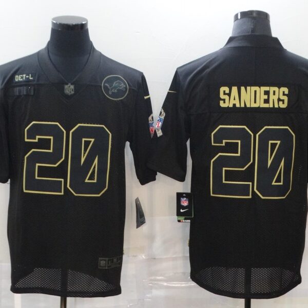 Men’s Detroit Lions #20 Barry Sanders Black 2020 Salute To Service Stitched NFL Nike Limited Jersey