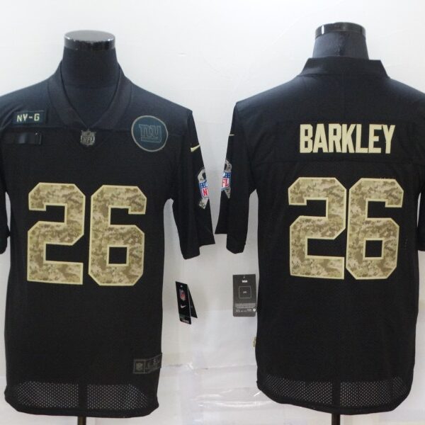 Men’s New York Giants #26 Saquon Barkley Black Camo 2020 Salute To Service Stitched NFL Nike Limited Jersey