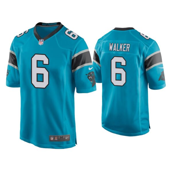 Men’s Carolina Panthers #6 P.J. Walker Blue Game Nike Jersey