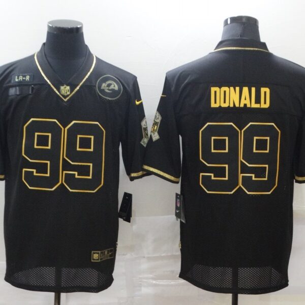 Men’s Los Angeles Rams #99 Aaron Donald Black Gold 2020 Salute To Service Stitched NFL Nike Limited Jersey
