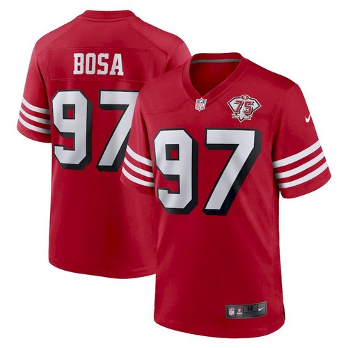 Men’s San Francisco 49ers #97 Nick Bosa 75th Anniversary Red Nike Jersey