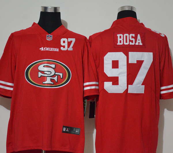 Men’s San Francisco 49ers #97 Nick Bosa Red 2020 Big Logo Number Vapor Untouchable Stitched NFL Nike Fashion Limited Jersey