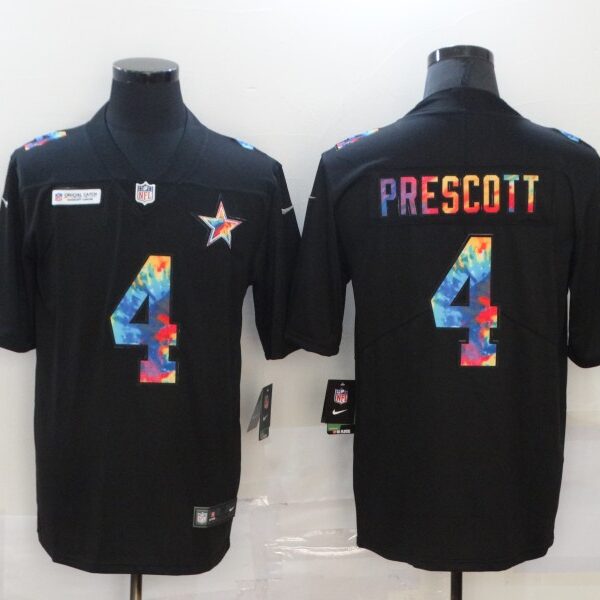 Men’s Dallas Cowboys #4 Dak Prescott Multi-Color Black 2020 NFL Crucial Catch Vapor Untouchable Nike Limited Jersey