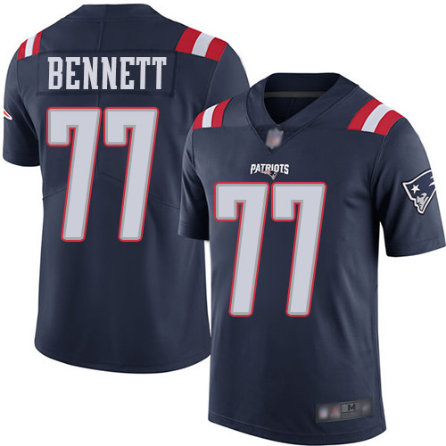 Nike Patriots #77 Michael Bennett Navy Blue Men’s Stitched NFL Limited Rush Jersey