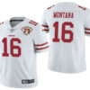 Men’s San Francisco 49ers #16 Joe Montana White 75th Anniversary Patch 2021 Vapor Untouchable Stitched Nike Limited Jersey