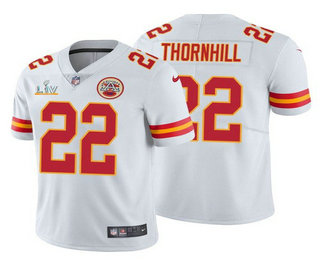 Men’s Kansas City Chiefs #22 Juan Thornhill White 2021 Super Bowl LV Limited Stitched NFL Jersey