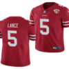 Men’s San Francisco 49ers #5 Trey Lance Red 2021 75th Anniversary Vapor Untouchable Limited Stitched NFL Jersey