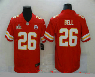 Men’s Kansas City Chiefs #26 Le’Veon Bell Red 2021 Super Bowl LV Vapor Untouchable Stitched Nike Limited NFL Jersey