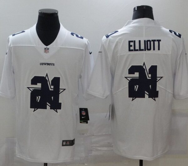 Men’s Dallas Cowboys #21 Ezekiel Elliott White 2020 Shadow Logo Vapor Untouchable Stitched NFL Nike Limited Jersey