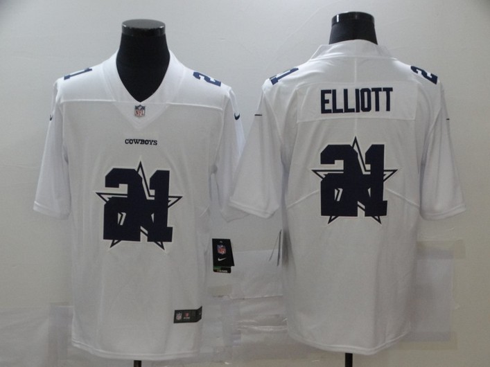 Men’s Dallas Cowboys #21 Ezekiel Elliott White 2020 Shadow Logo Vapor Untouchable Stitched NFL Nike Limited Jersey