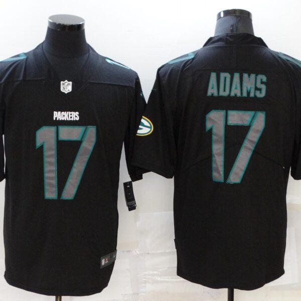 Men’s Green Bay Packers #17 Davante Adams Black 2020 Fashion Impact Black Color Rush Stitched NFL Nike Limited Jersey