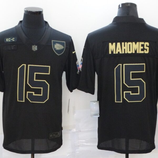 Men’s Kansas City Chiefs #15 Patrick Mahomes Black 2020 Salute To Service Stitched NFL Nike Limited Jersey