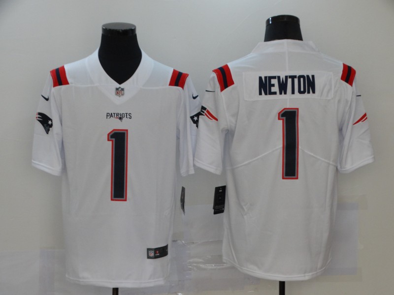 Men’s New England Patriots #1 Cam Newton White 2020 NEW Vapor Untouchable Stitched NFL Nike Limited Jersey