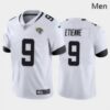 Men Jacksonville Jaguars #9 Travis Etienne White Blue Black 2021 Draft Jersey