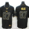 Men’s Kansas City Chiefs #87 Travis Kelce Black 100th Season Golden Edition Jersey