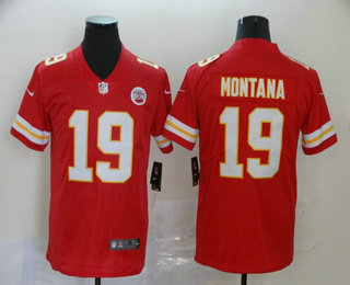 Men’s Kansas City Chiefs #19 Joe Montana Red 2017 Vapor Untouchable Stitched NFL Nike Limited Jersey